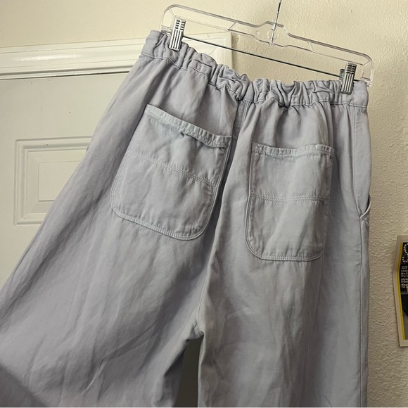 BELLEROSE blue dusty lilac lavender cotton linen canvas blend wide leg pants - Picture 4 of 6